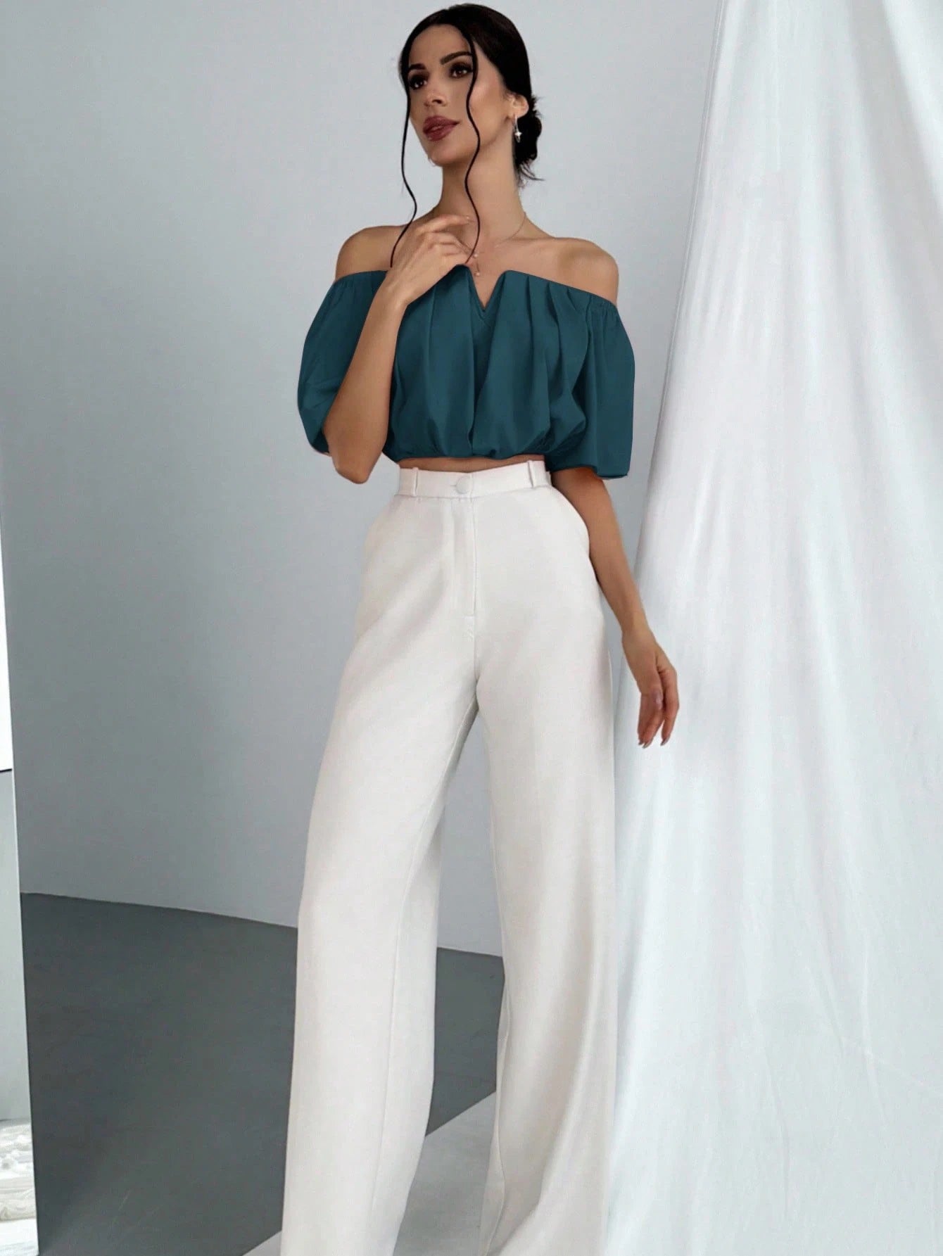 V-Neck Puff Sleeve Blouse