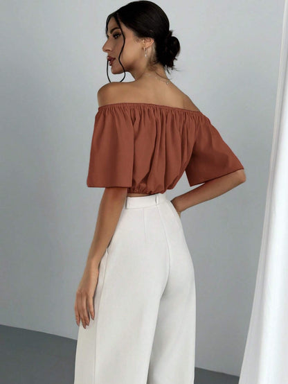V-Neck Puff Sleeve Blouse
