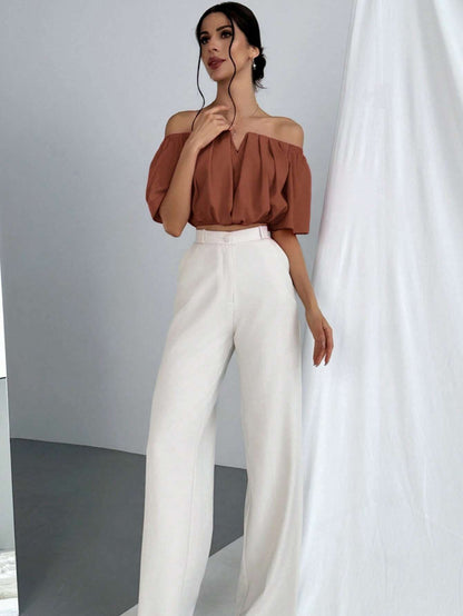V-Neck Puff Sleeve Blouse