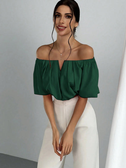 V-Neck Puff Sleeve Blouse