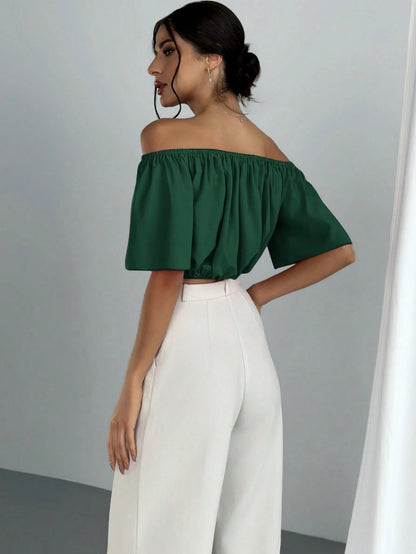V-Neck Puff Sleeve Blouse