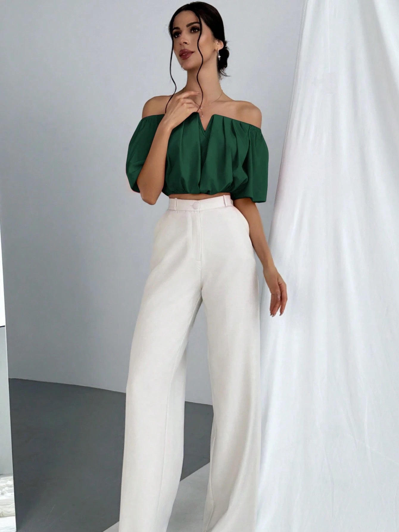 V-Neck Puff Sleeve Blouse