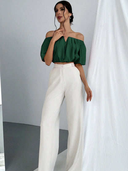 V-Neck Puff Sleeve Blouse