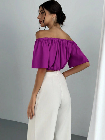 V-Neck Puff Sleeve Blouse