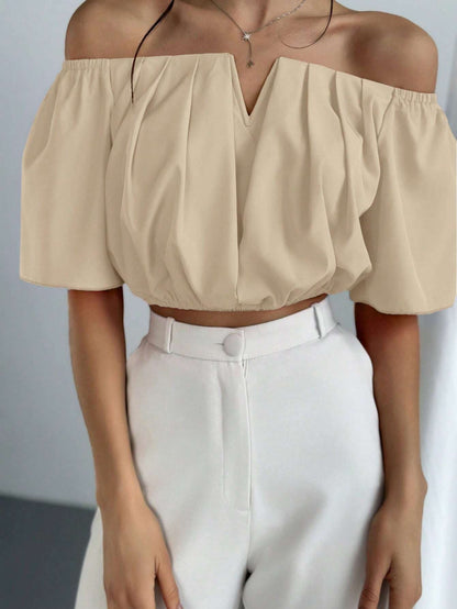 V-Neck Puff Sleeve Blouse
