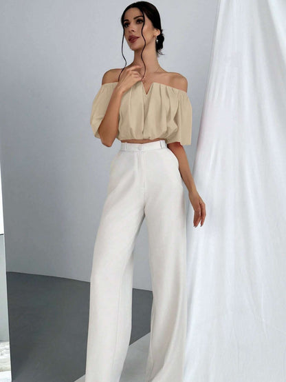 V-Neck Puff Sleeve Blouse
