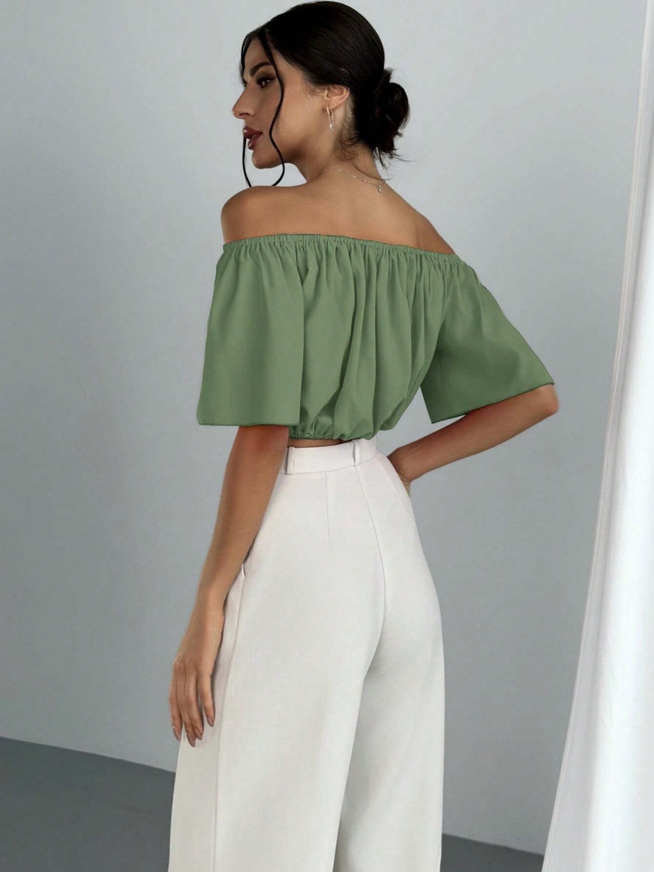 V-Neck Puff Sleeve Blouse
