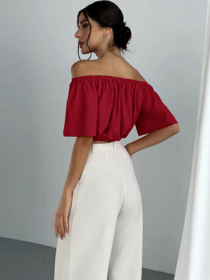 V-Neck Puff Sleeve Blouse