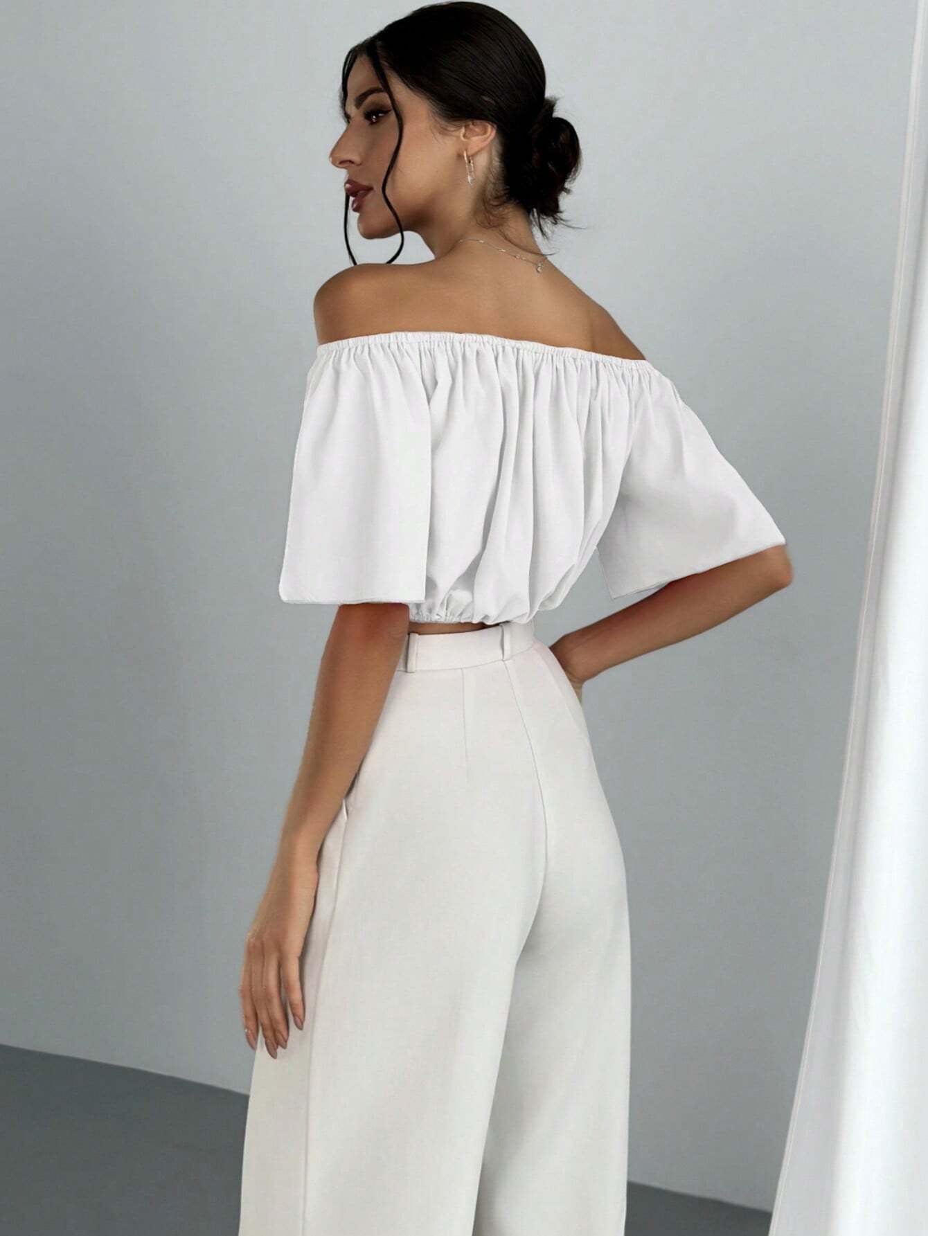 V-Neck Puff Sleeve Blouse