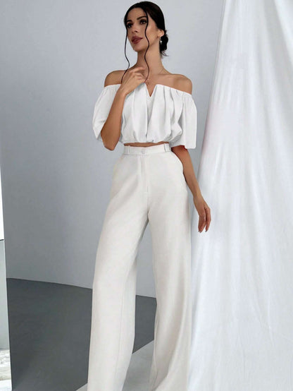 V-Neck Puff Sleeve Blouse