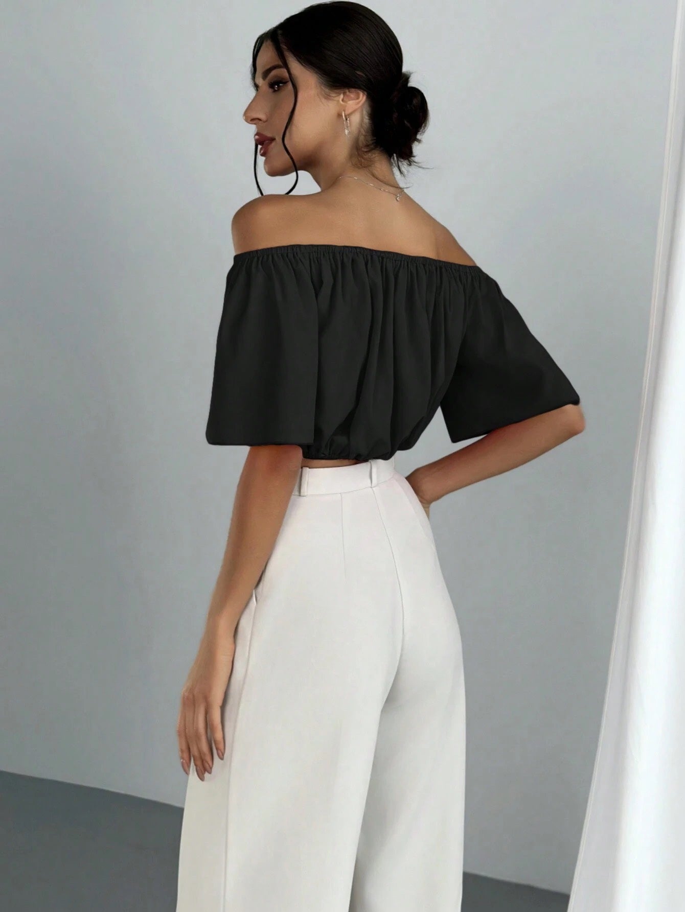 V-Neck Puff Sleeve Blouse