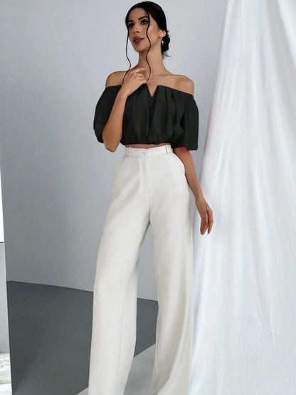 V-Neck Puff Sleeve Blouse