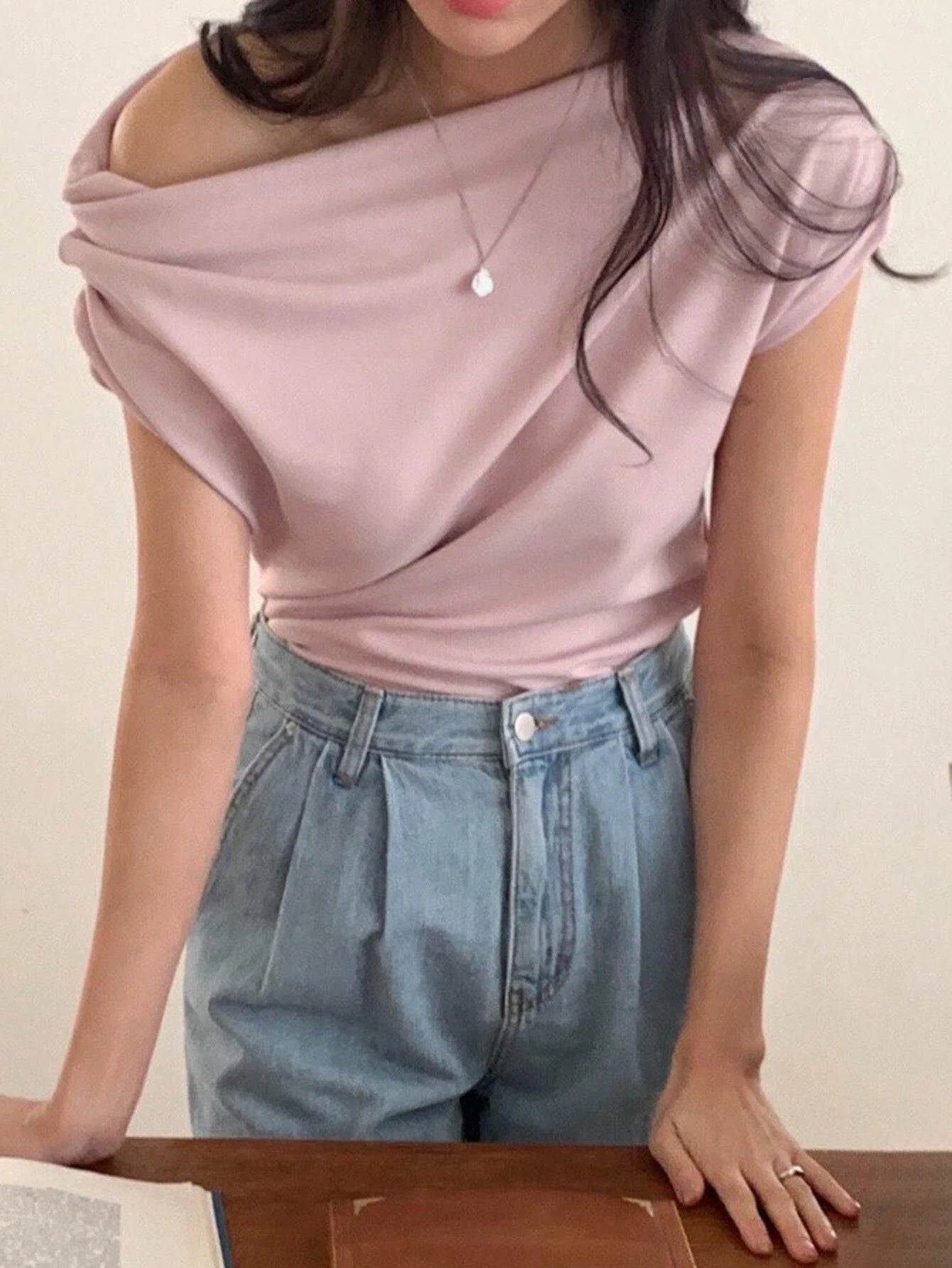 Off-Shoulder Batwing Sleeve Tee