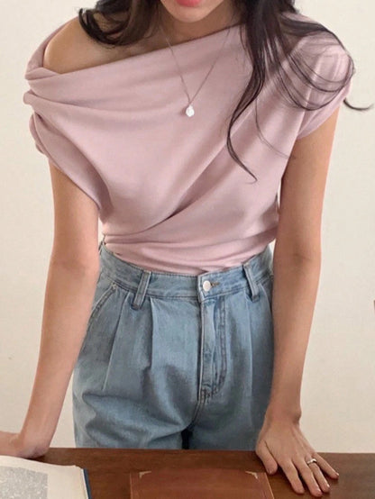Off-Shoulder Batwing Sleeve Tee