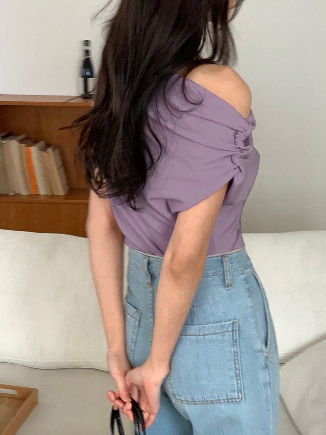 Off-Shoulder Batwing Sleeve Tee