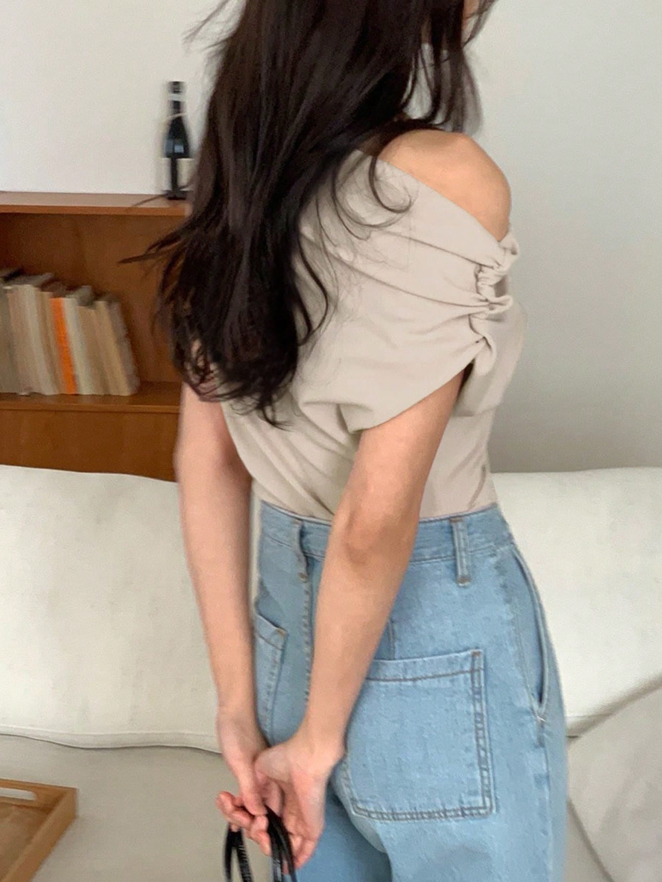 Off-Shoulder Batwing Sleeve Tee