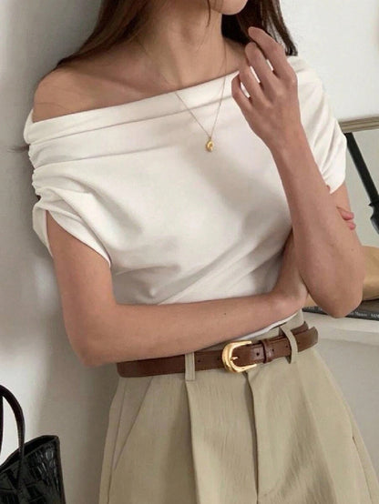 Off-Shoulder Batwing Sleeve Tee