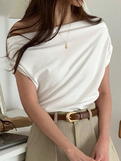 Off-Shoulder Batwing Sleeve Tee