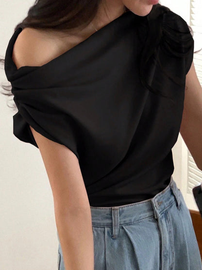 Off-Shoulder Batwing Sleeve Tee
