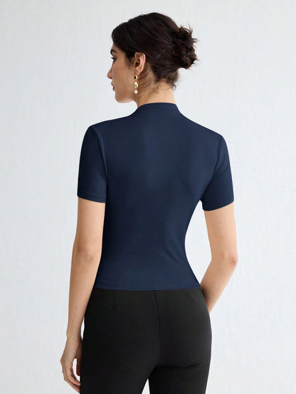 Pleated Elegant Short Sleeve Top