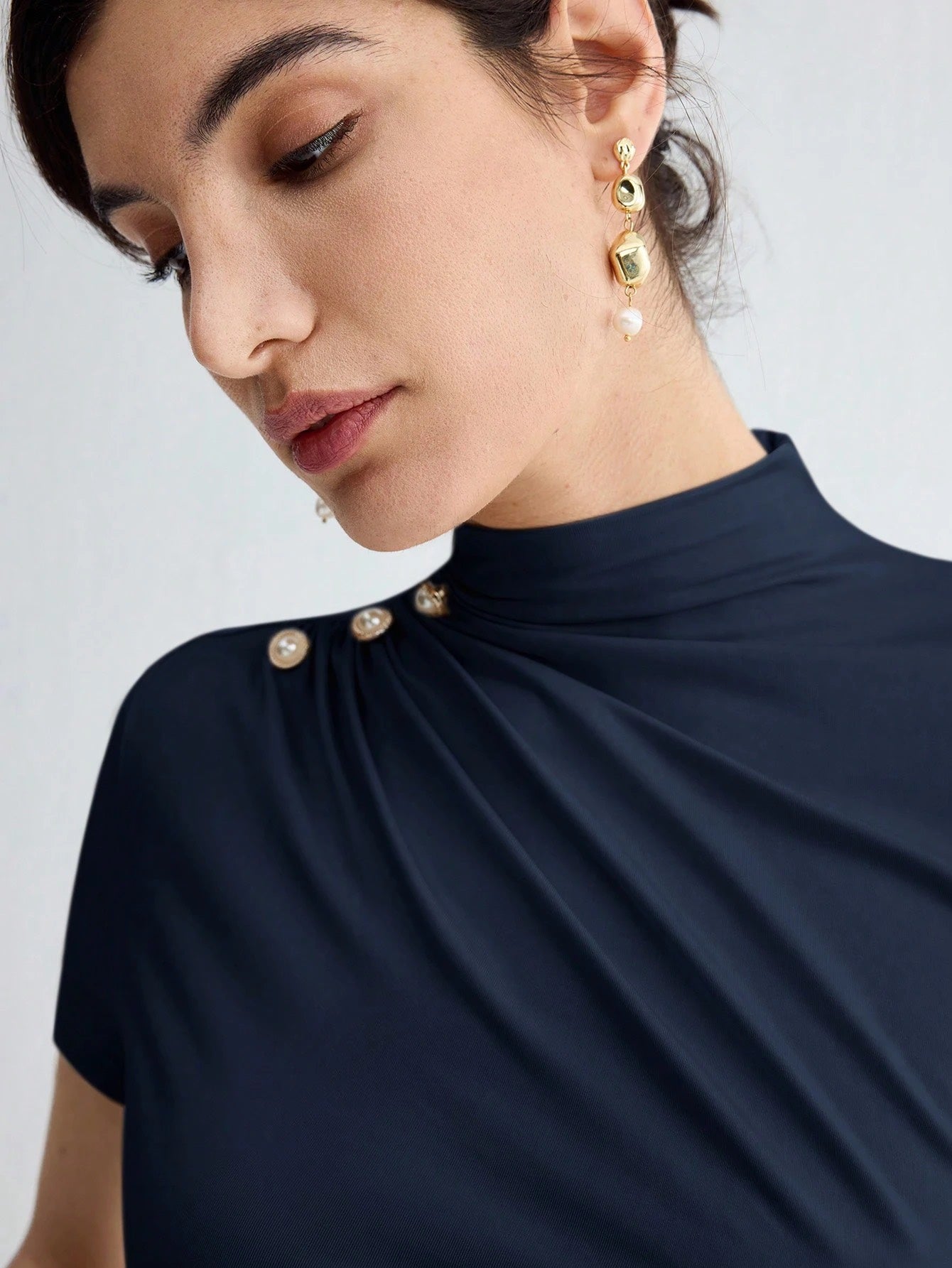 Pleated Elegant Short Sleeve Top