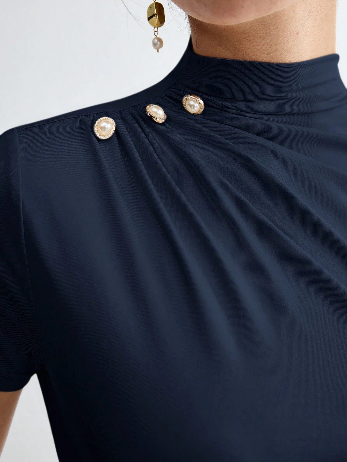 Pleated Elegant Short Sleeve Top