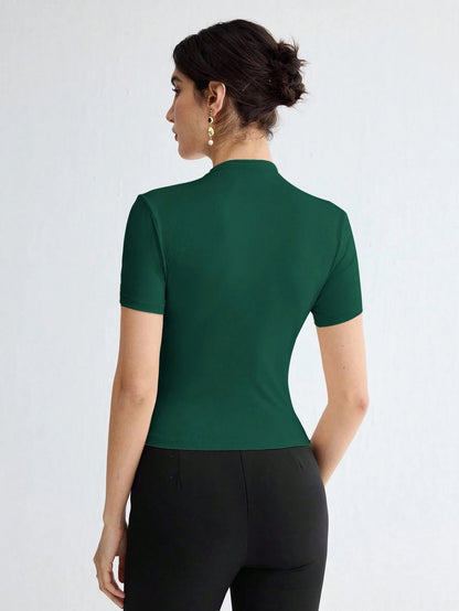Pleated Elegant Short Sleeve Top