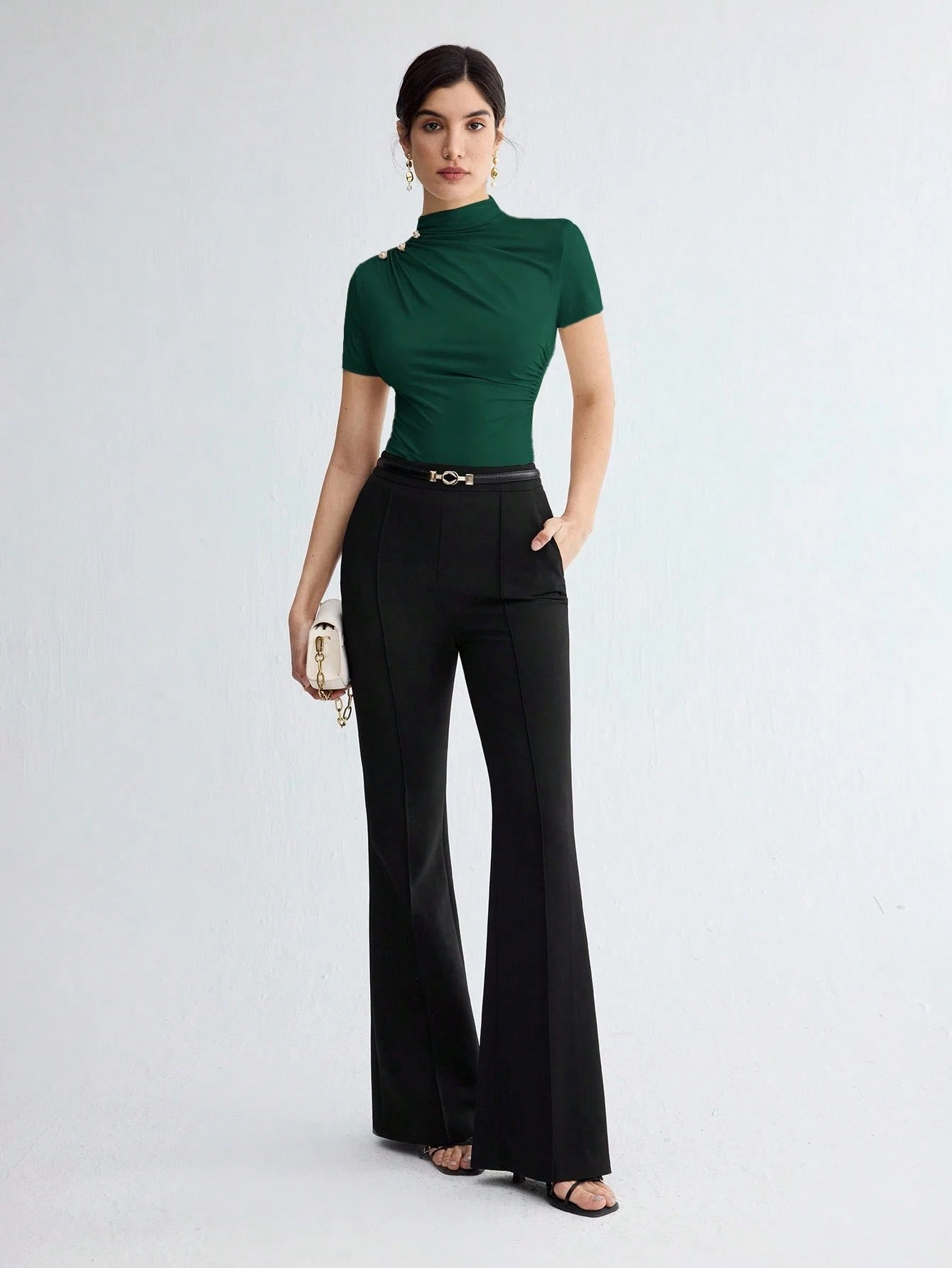 Pleated Elegant Short Sleeve Top