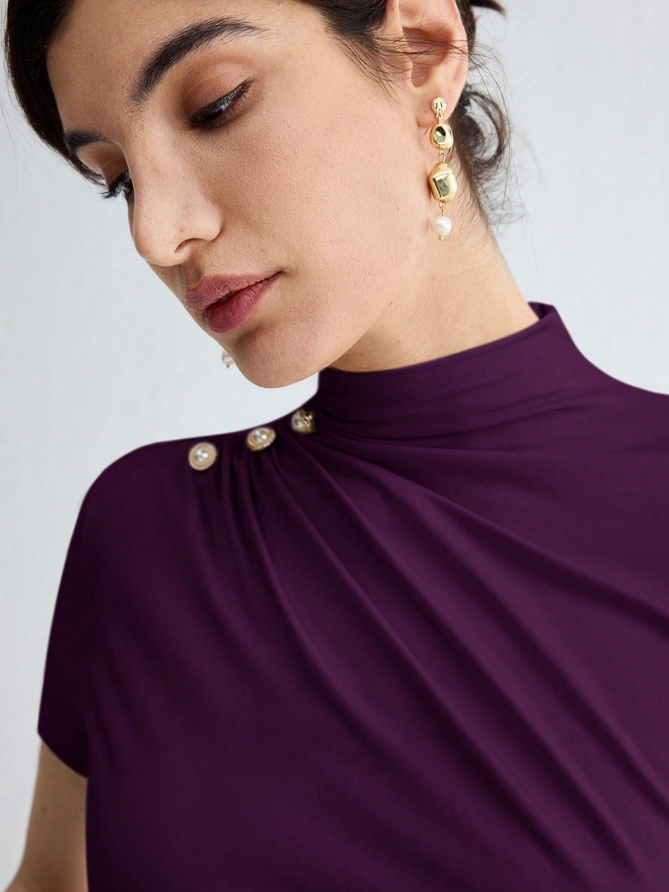 Pleated Elegant Short Sleeve Top