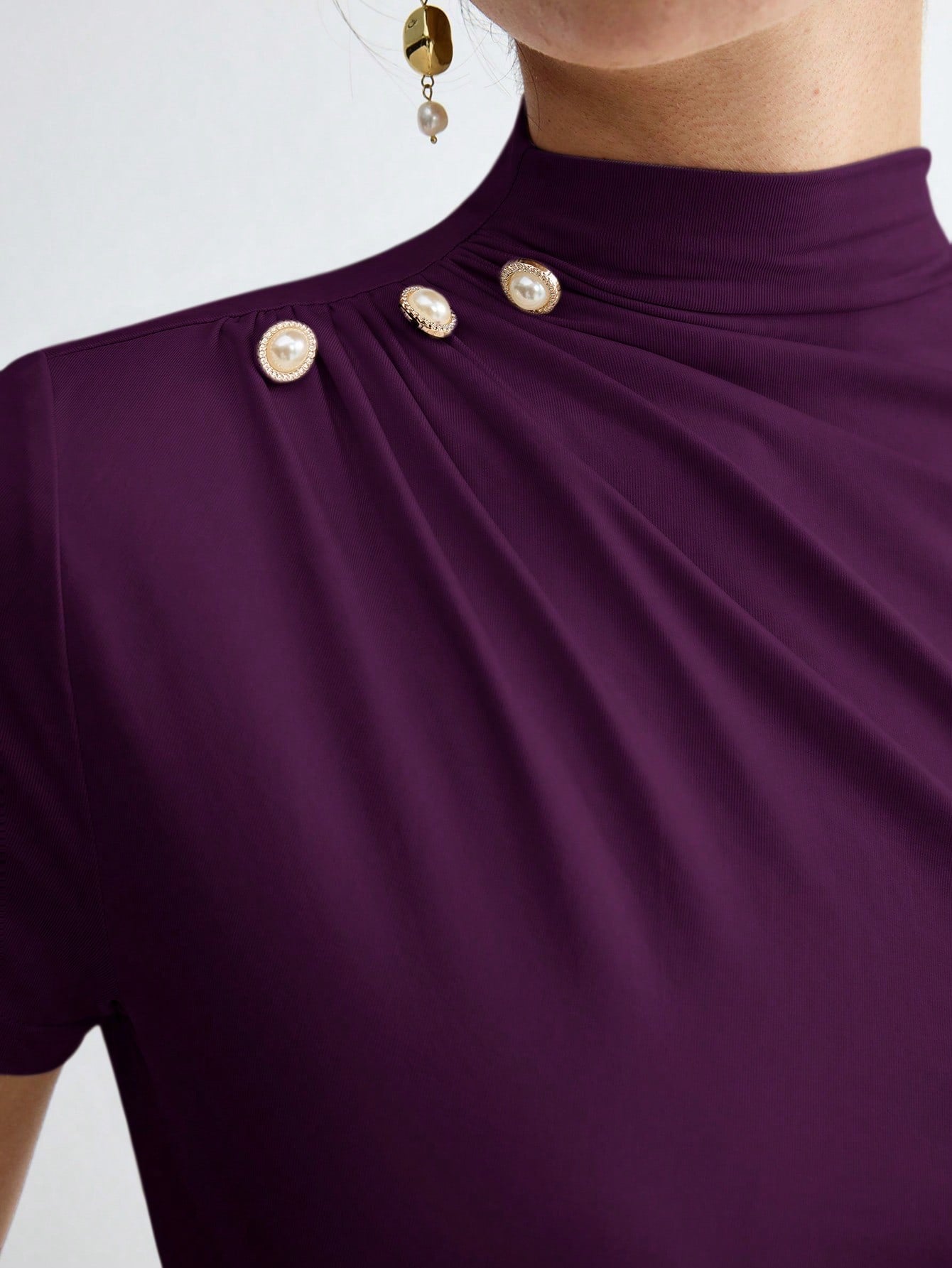 Pleated Elegant Short Sleeve Top