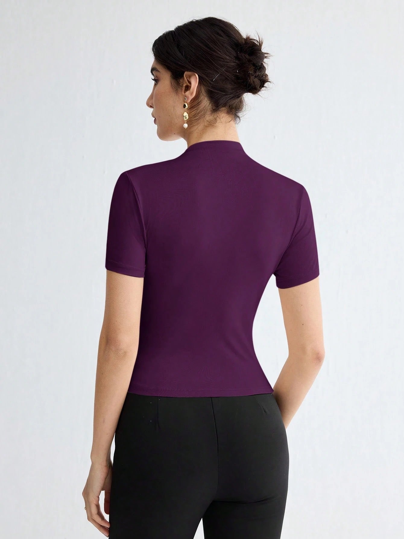 Pleated Elegant Short Sleeve Top