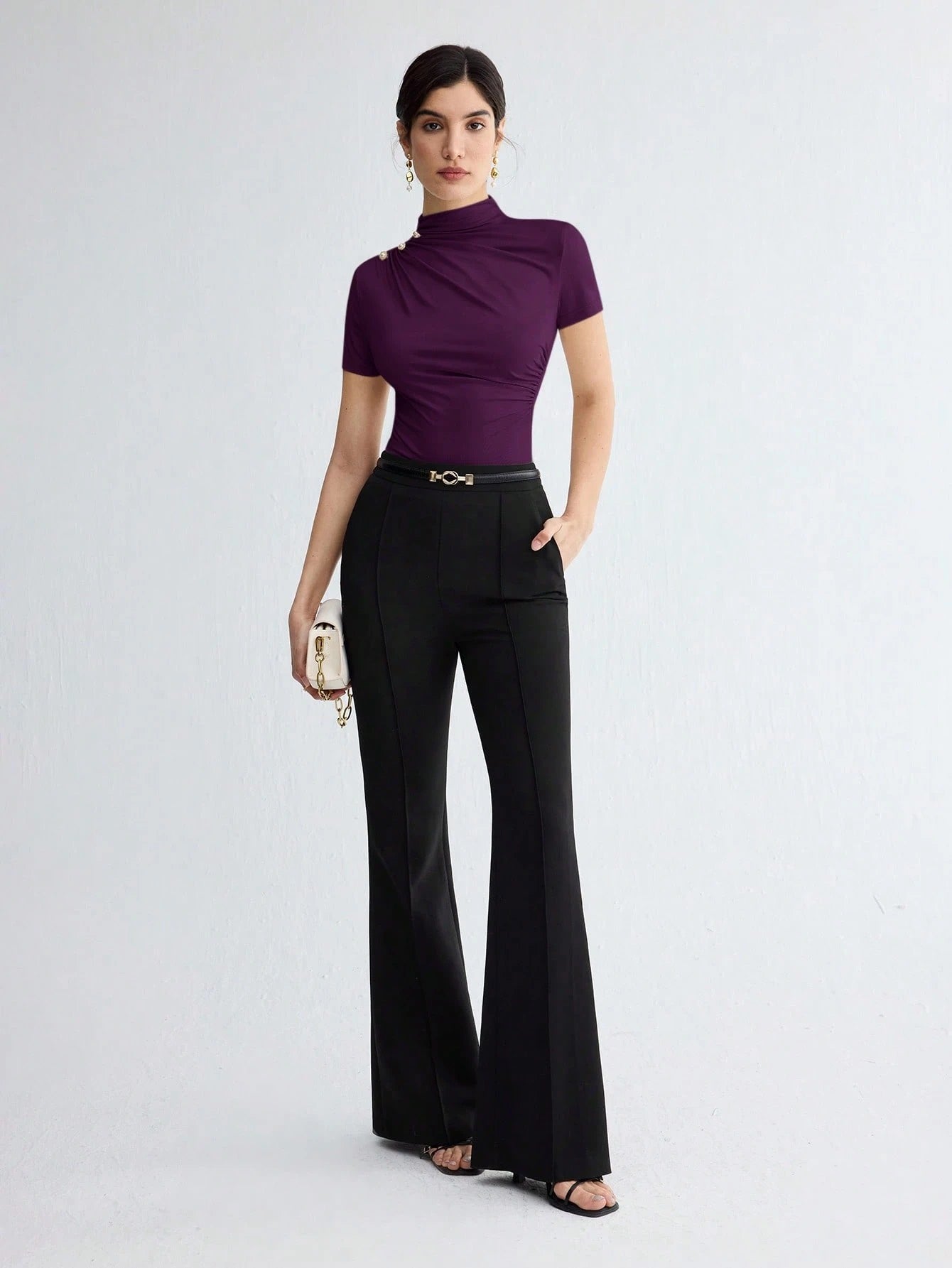 Pleated Elegant Short Sleeve Top
