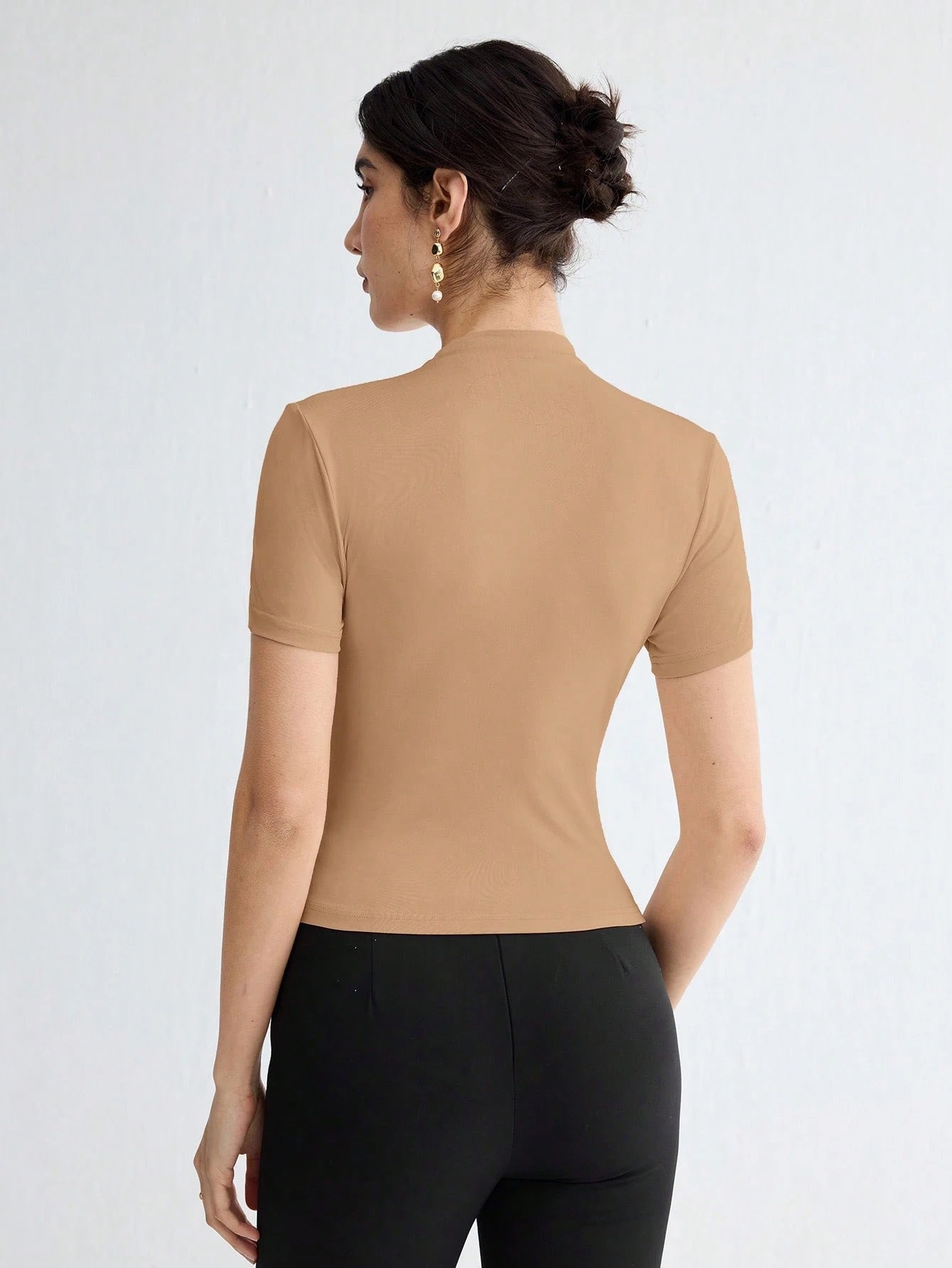 Pleated Elegant Short Sleeve Top
