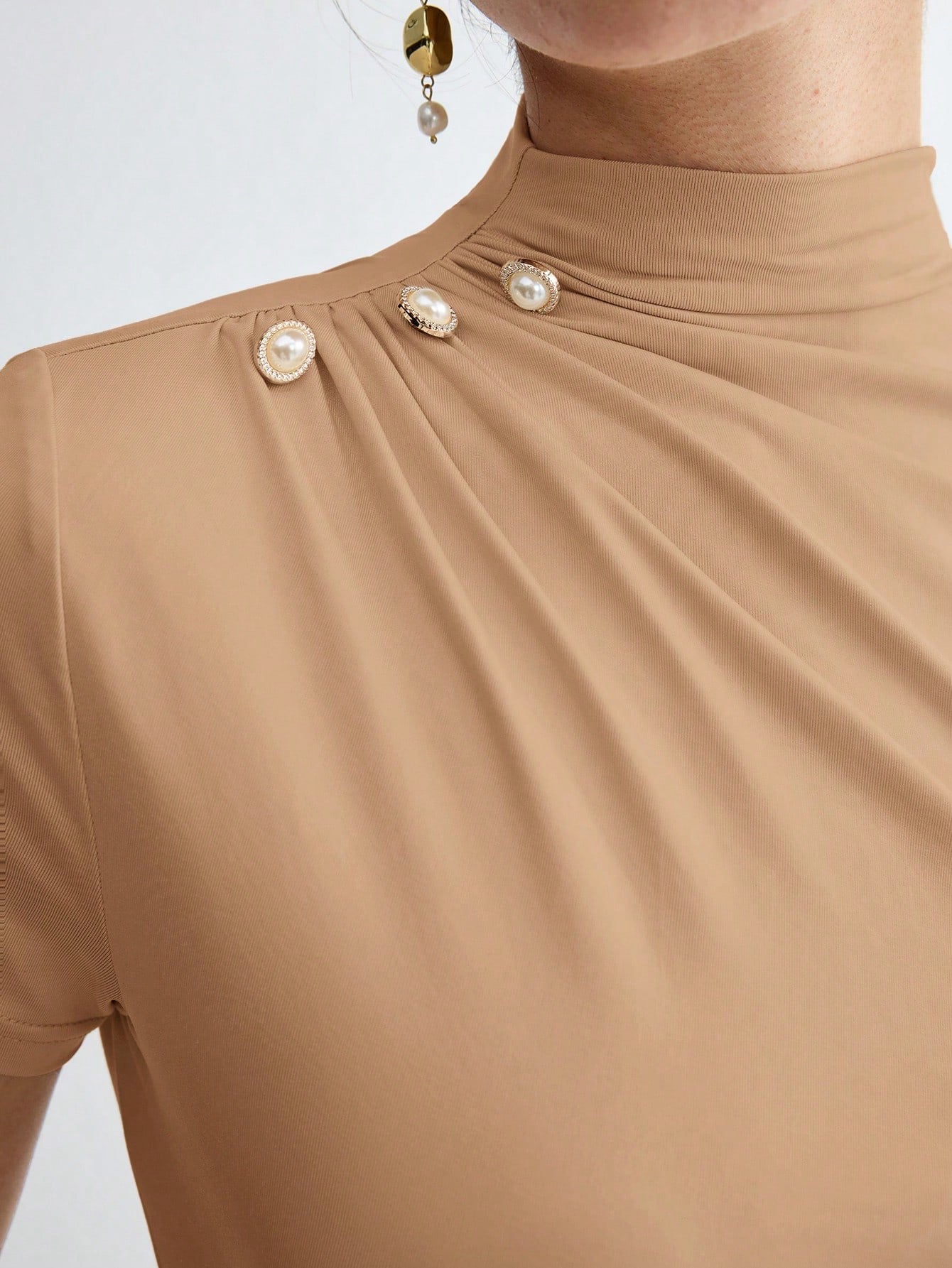 Pleated Elegant Short Sleeve Top