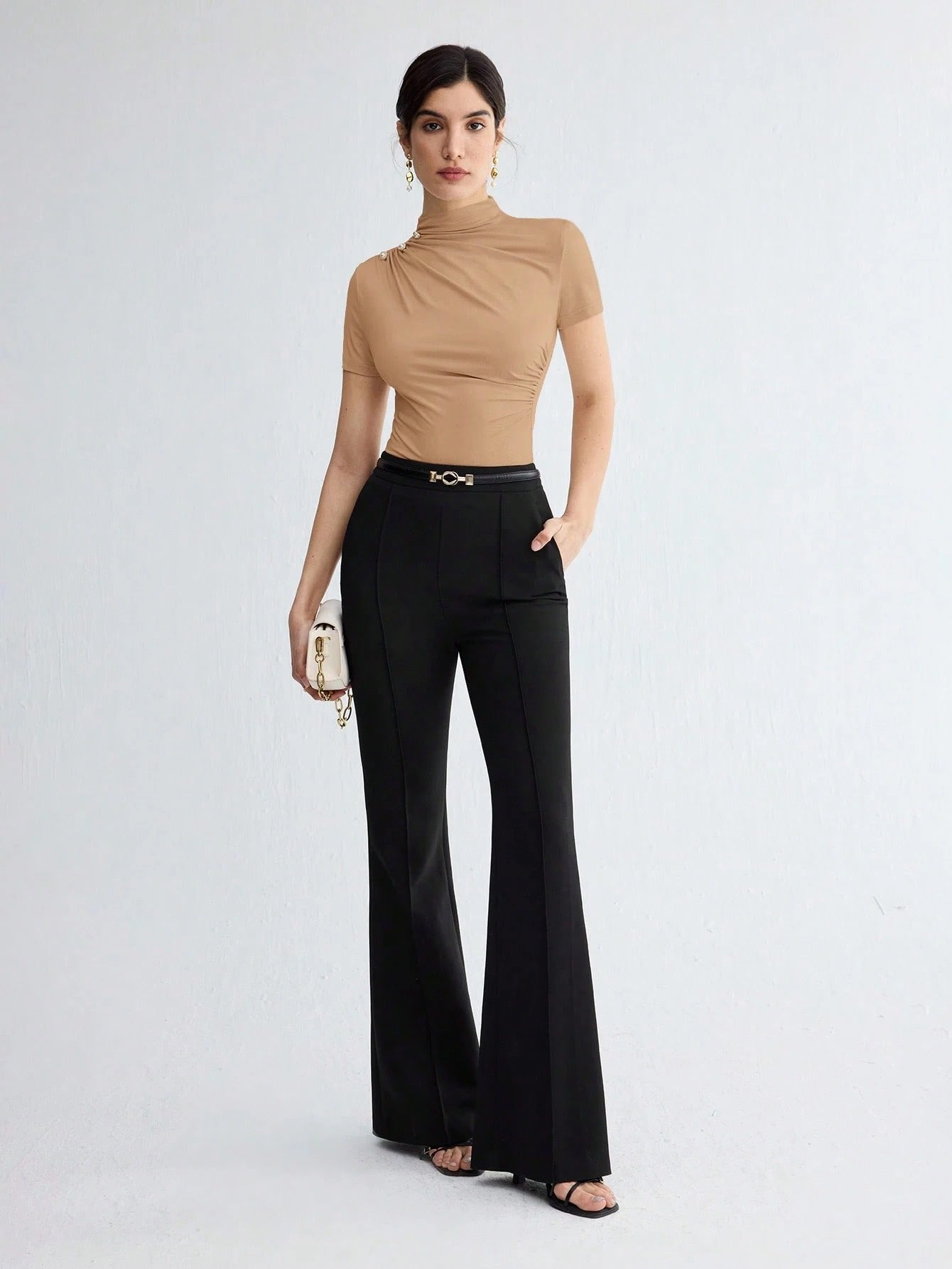Pleated Elegant Short Sleeve Top