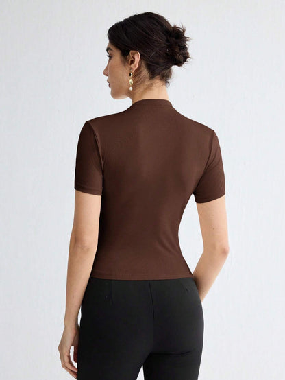 Pleated Elegant Short Sleeve Top