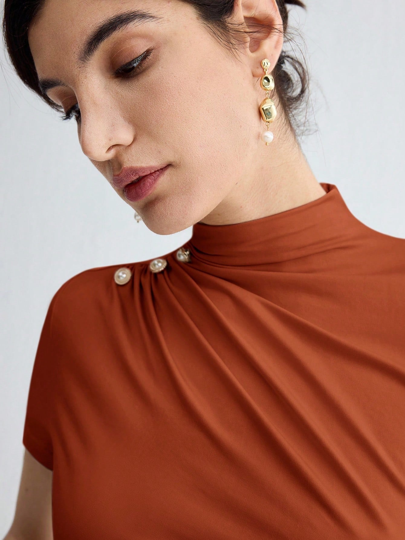 Pleated Elegant Short Sleeve Top