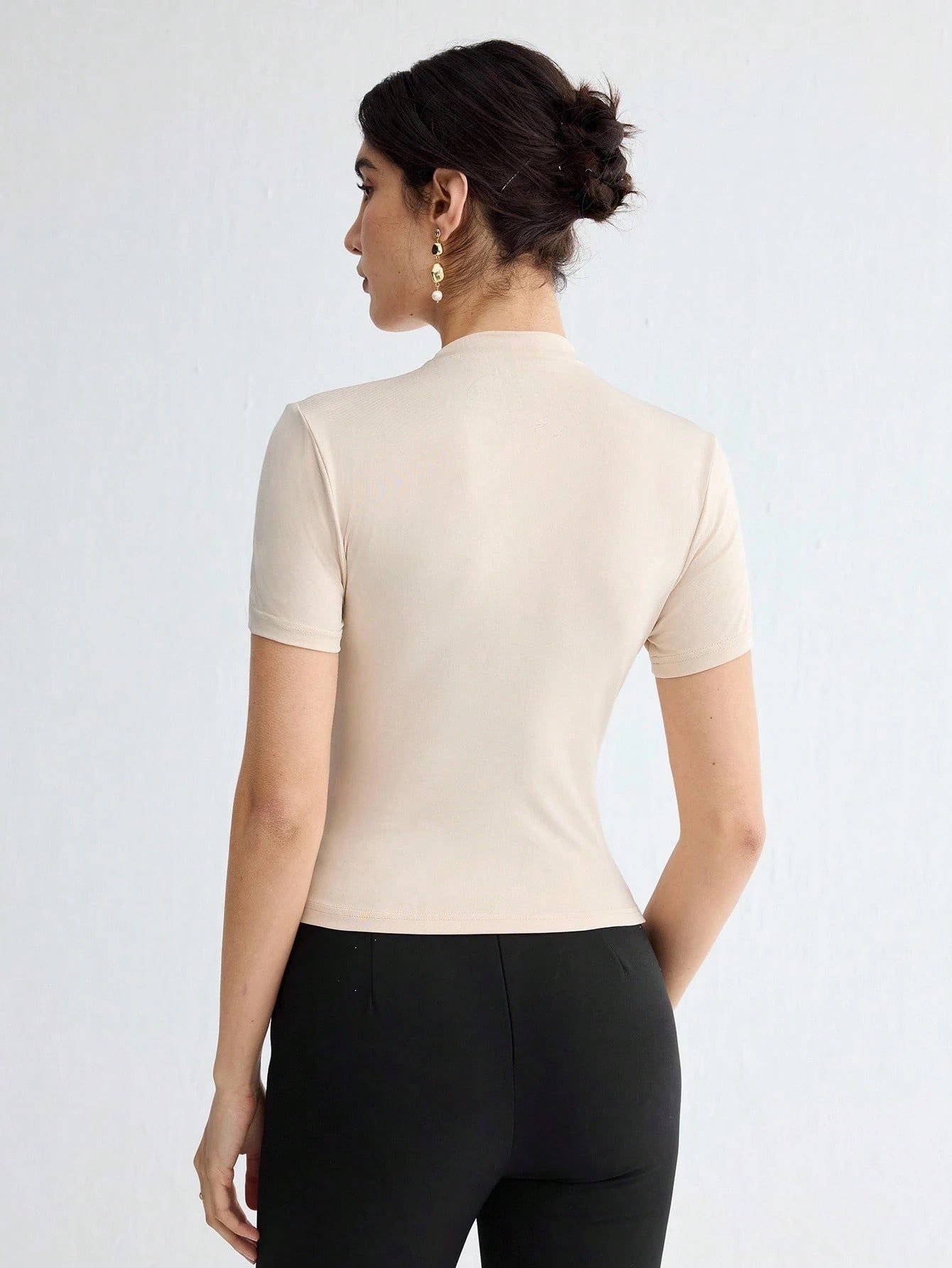 Pleated Elegant Short Sleeve Top