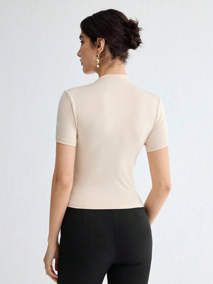 Pleated Elegant Short Sleeve Top
