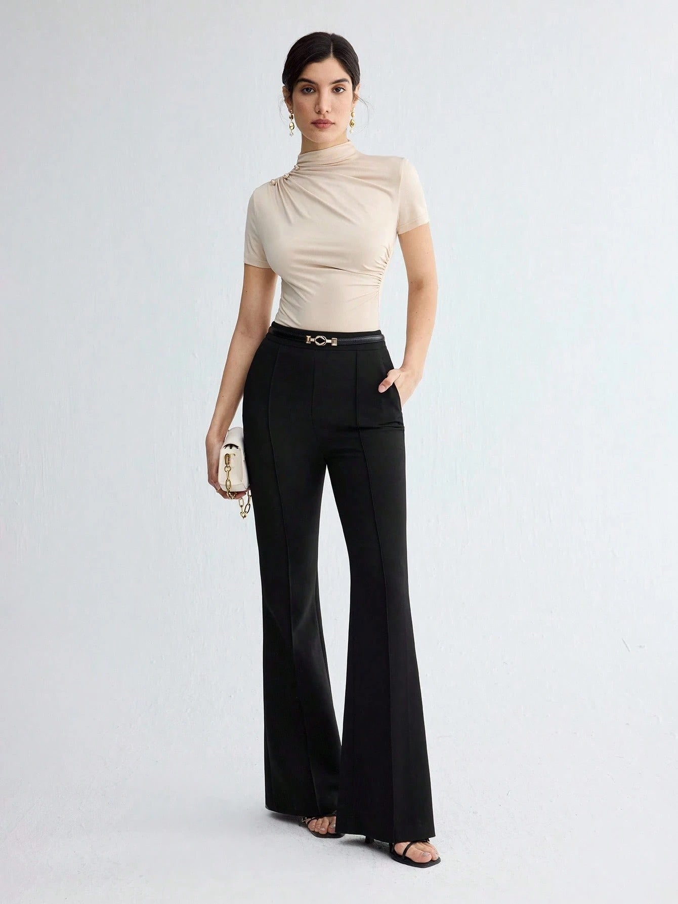 Pleated Elegant Short Sleeve Top
