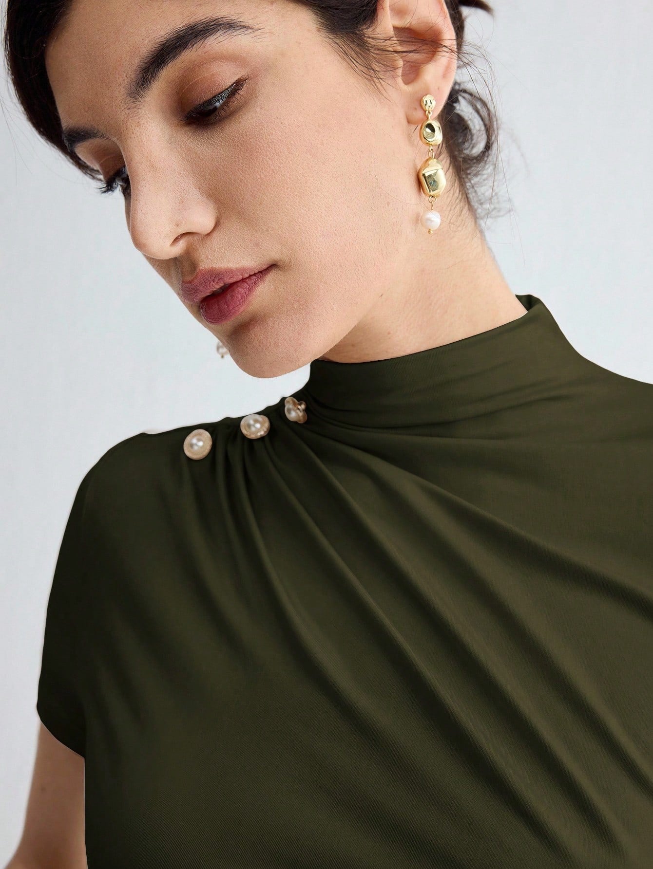 Pleated Elegant Short Sleeve Top