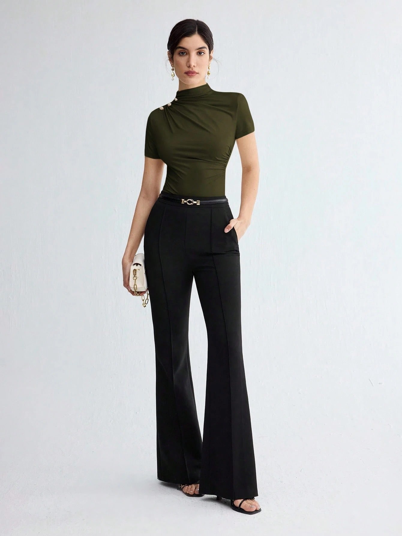 Pleated Elegant Short Sleeve Top