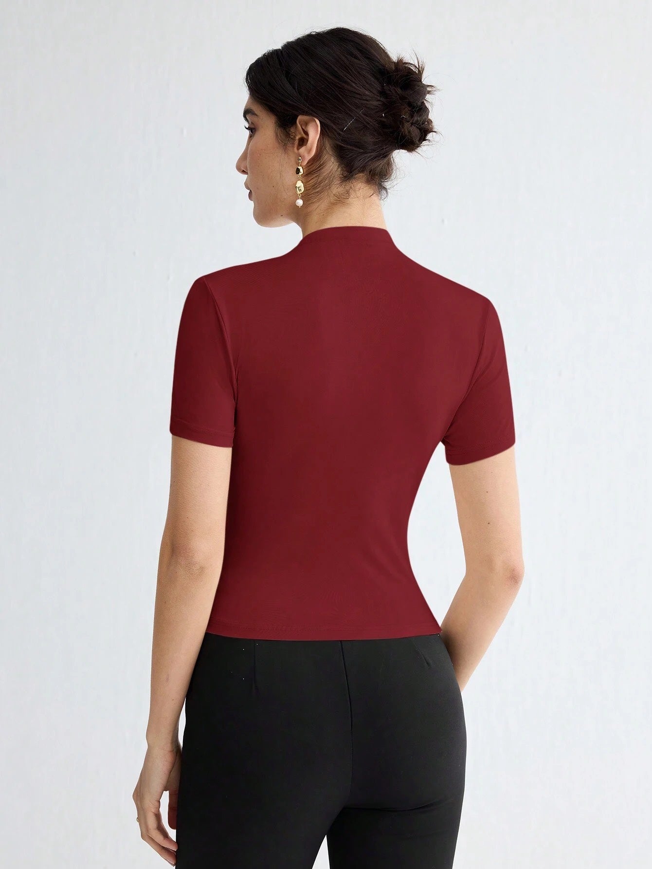 Pleated Elegant Short Sleeve Top