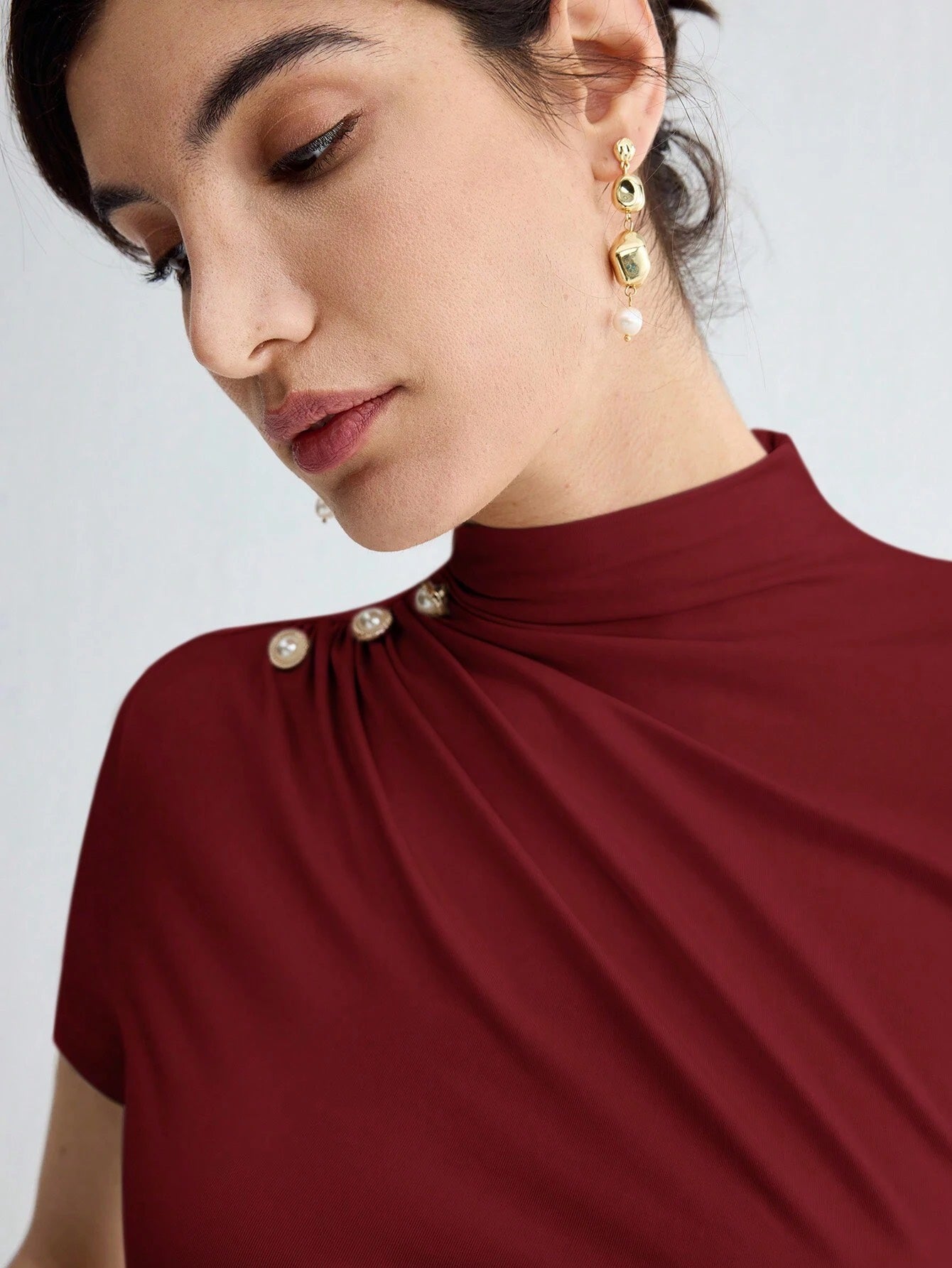 Pleated Elegant Short Sleeve Top