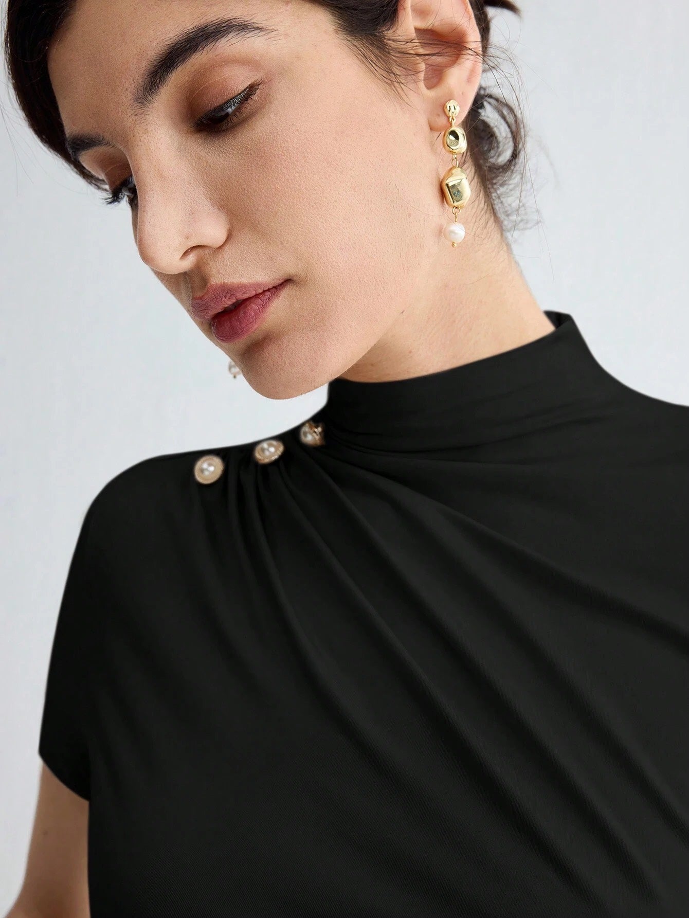 Pleated Elegant Short Sleeve Top