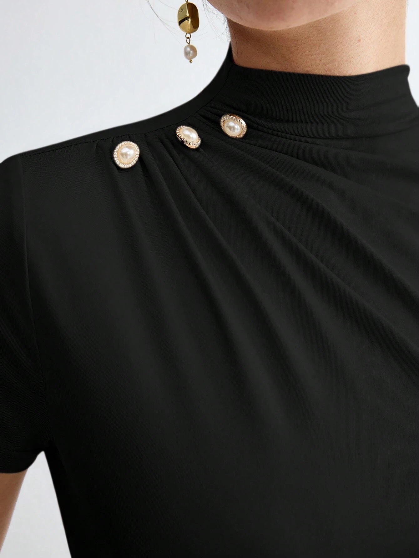 Pleated Elegant Short Sleeve Top