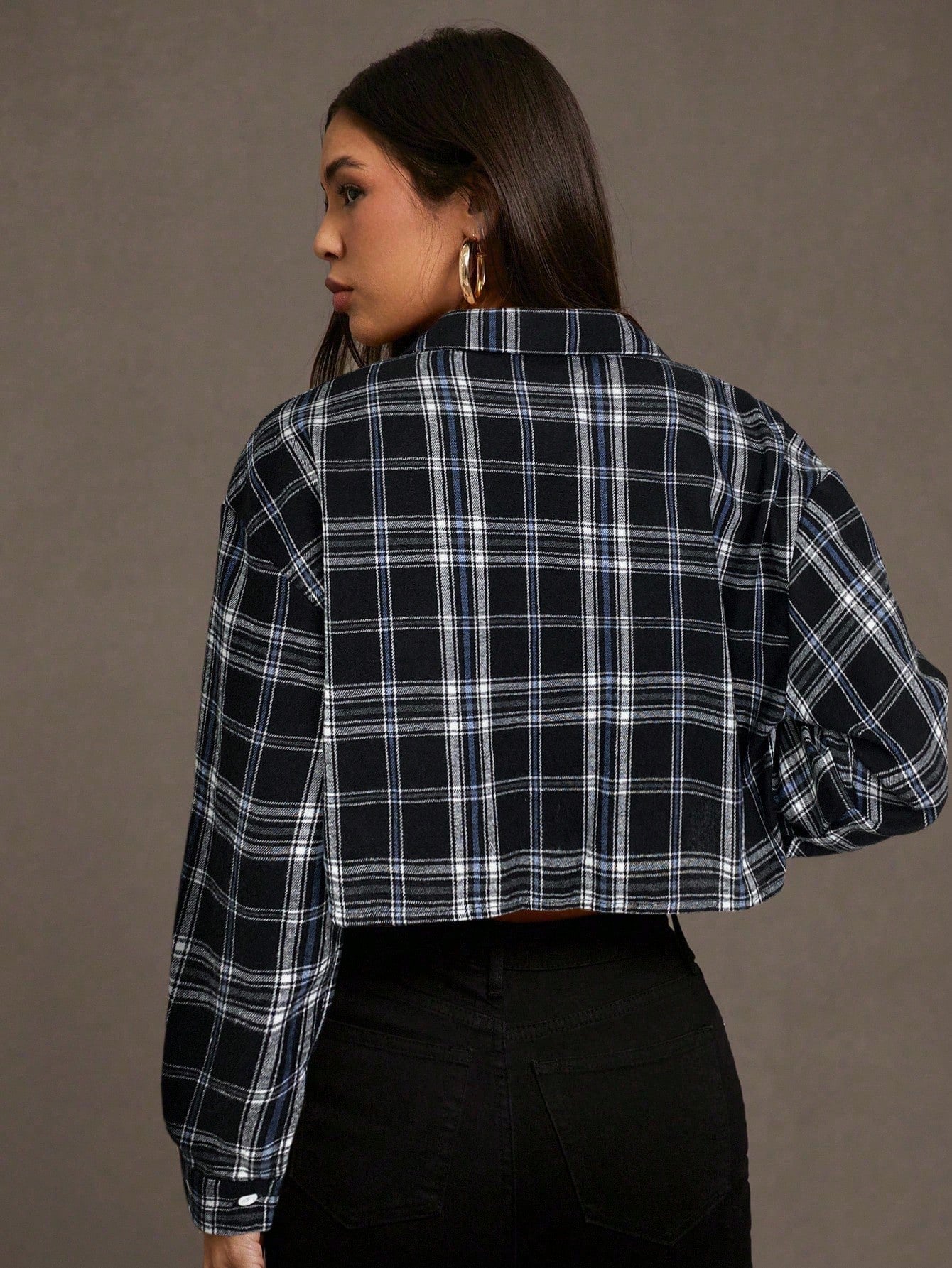 Plaid Button Down Crop Shirt