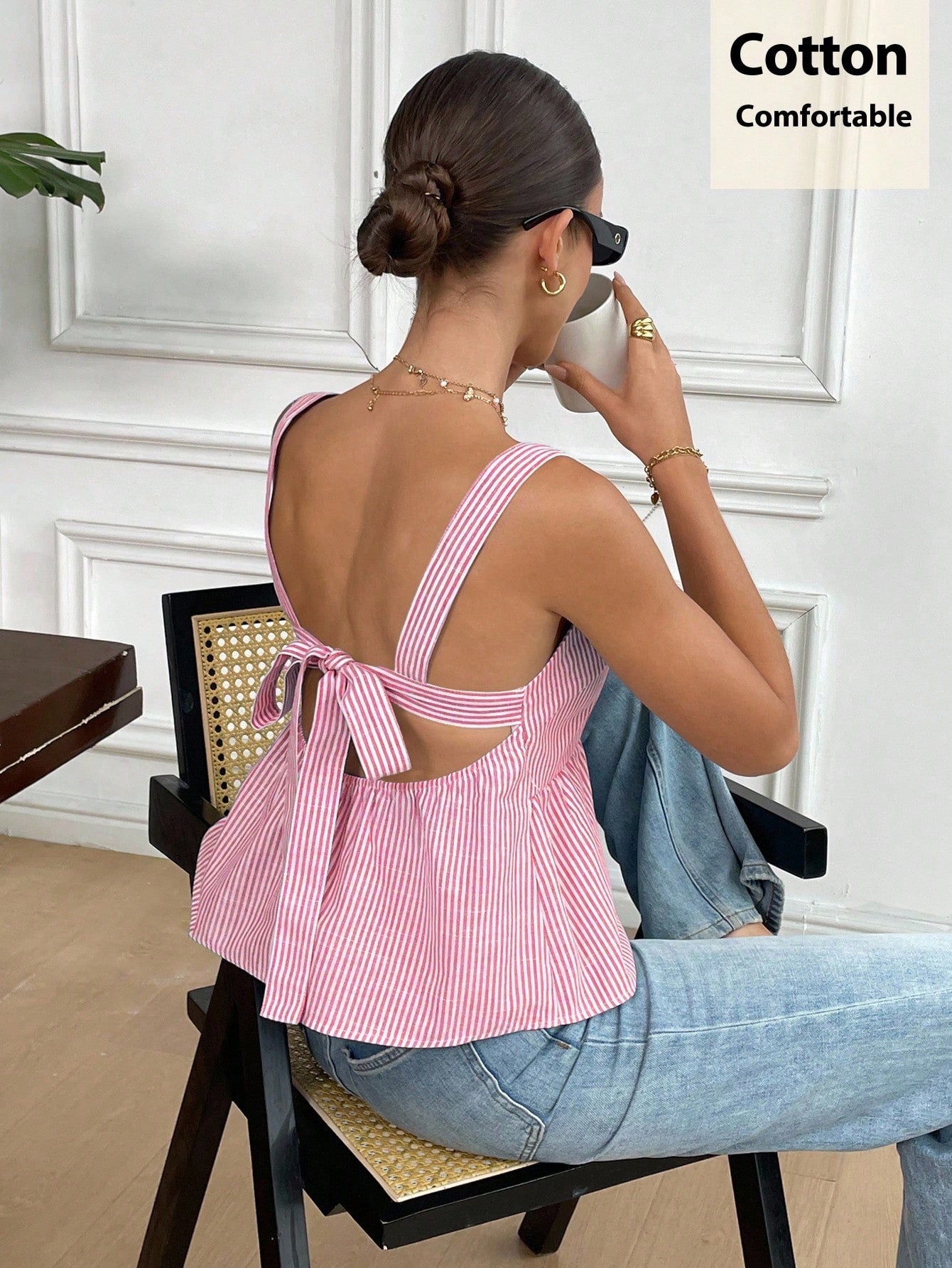 Floral Backless Tie-Up Cami