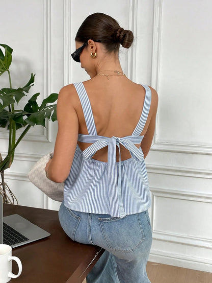 Floral Backless Tie-Up Cami