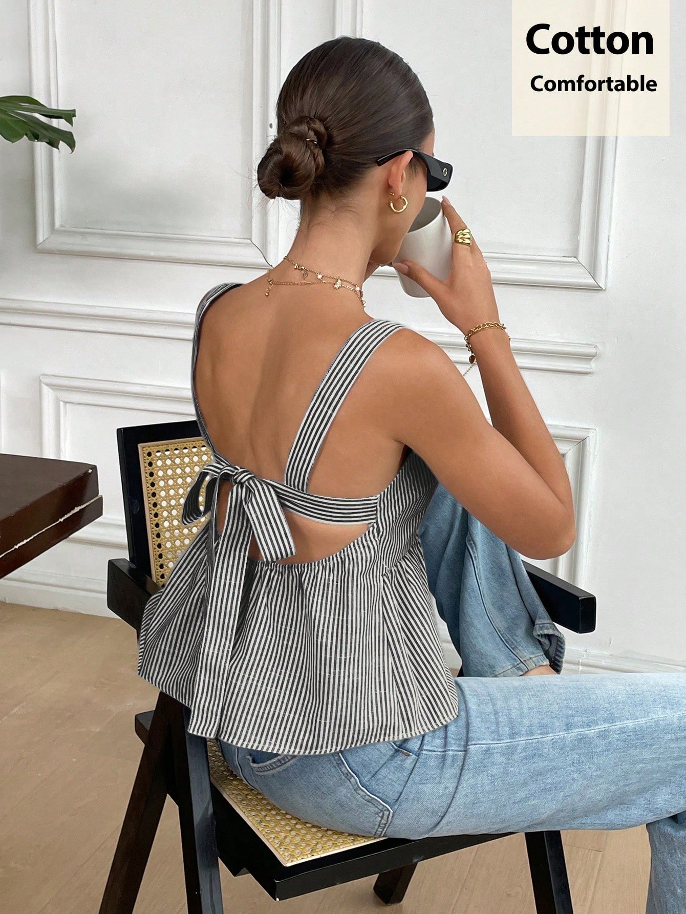 Floral Backless Tie-Up Cami